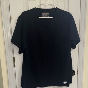 Skechers by Barco Men's Black V-Neck Scrub Top with Chest Pocket